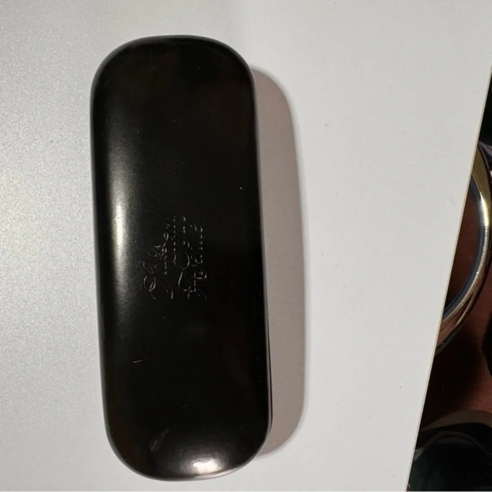 SAKS FIFTH🔥AVENUE Designer Black Leather Hard Clam Shell Eyeglass Sunglass Case